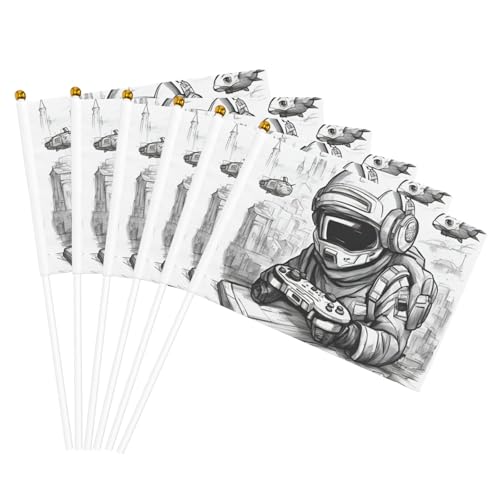 Monochrome Skizzenstil Gaming Print Convenience Handheld Flags Lightweight Flags Party Parade Events Festivals Decor von GUOLGP