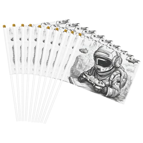 Monochrome Skizzenstil Gaming Print Convenience Handheld Flags Lightweight Flags Party Parade Events Festivals Decor von GUOLGP