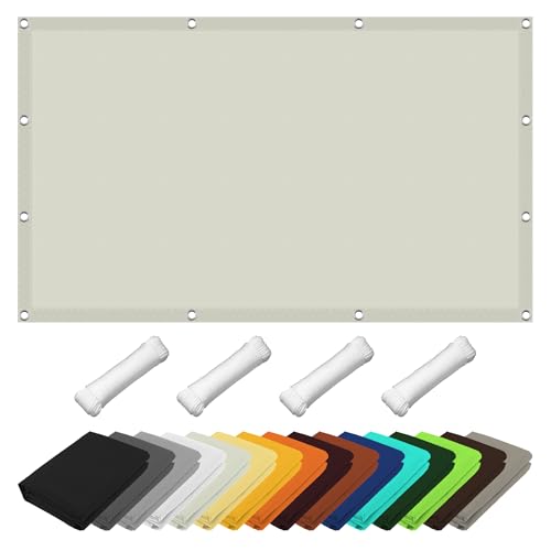 Sonnenschutz Markise 100 x 120 cm Wetterschutz Sonnenschutz Schattensegel Sonnensegel Rechter Winkel mit Spannseilen mit Ösen für Garten Terrasse, cremefarben von GUOLIXIA