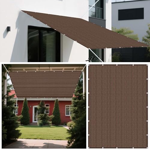 Sonnensegel Atmungsaktiv 443 x 471 cm Rechteckig Atmungsaktiv 98% UV Schutz Segel Baldachin mit Ösen Segeltuch 4 × 1.5 M Seile für Garten Balkon & Terrasse, braun von GUOLIXIA