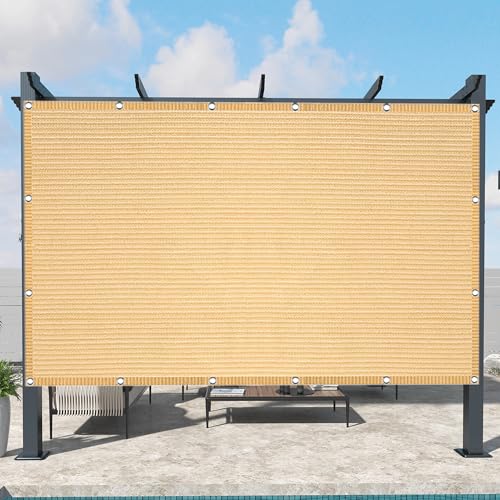 Sonnensegel Atmungsaktiv 453 x 468 cm Rechteckig Atmungsaktiv 98% UV Schutz Segel Baldachin mit Ösen Segeltuch 4 × 1.5 M Seile für Garten Balkon & Terrasse, Creme Farben von GUOLIXIA