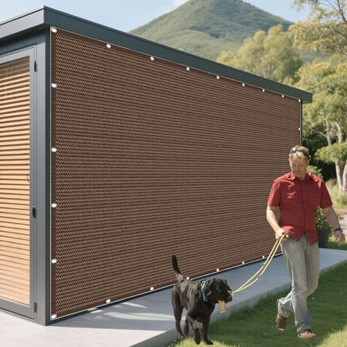 Sonnensegel Atmungsaktiv Rechteckig mit Ösen 560 x 616 cm Rechteckig Atmungsaktiv 98% UV Schutz Segel Baldachin Segeltuch Vielen Größen mit Spannseilen für Balkon Terrasse, braun von GUOLIXIA