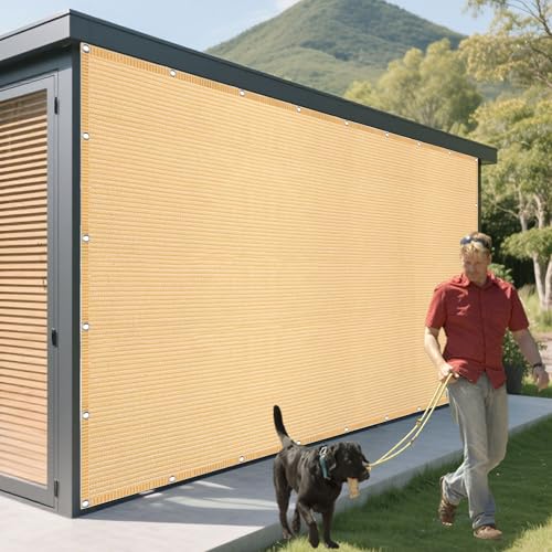Sonnensegel Atmungsaktiv Rechteckig mit Ösen 582 x 636 cm Rechteckig Atmungsaktiv 98% UV Schutz Segel Baldachin Segeltuch Vielen Größen mit Spannseilen für Balkon Terrasse, Creme Farben von GUOLIXIA