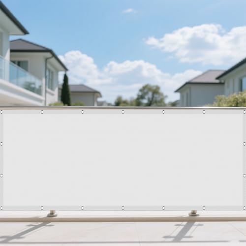 Sonnensegel Wasserdicht Nach Maß 220 x 370 cm Rechteckig Wasserdicht 98% UV Schutz Schatten Mesh Abdeckung mit Spannseilen mit Ösen für Balkon Camping Terrasse Pergola, Weiß von GUOLIXIA