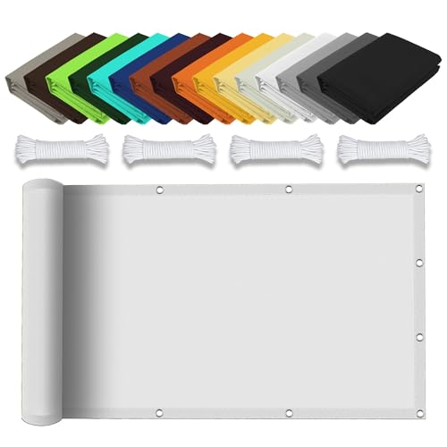 Sonnensegel mit Ösen 1.7 x 3.2 m Rechteckig Wasserdicht 98% UV Schutz Sonnenschutz Baldachin Markise mit Ösen Ohne Bohren mit Seil für Terrasse Camping, Weiß von GUOLIXIA