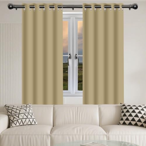 Verdunklungsvorhänge Gardinen mit Ösen 146 x 209 cm Wärmeisolierend Kälteschutz Sonnenschutz Wohnzimmer Lärmschutz Thermogardine mit Ösen, Waschbar für Schlafzimmer, Creme Farben von GUOLIXIA