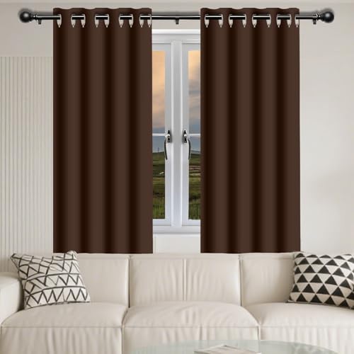 Verdunklungsvorhänge Gardinen mit Ösen 153 x 211 cm Wärmeisolierend Kälteschutz Sonnenschutz Wohnzimmer Lärmschutz Thermogardine mit Ösen, Waschbar für Schlafzimmer, braun von GUOLIXIA