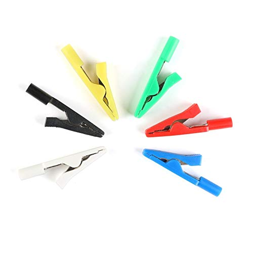 5Pcs Krokodil Krokodilklemmen Mit 2mm Buchse Banana Jack Test-Clamp-Draht Clip Klemme,Kompakt und leicht(6 color each 1pcs) von GUOPIN
