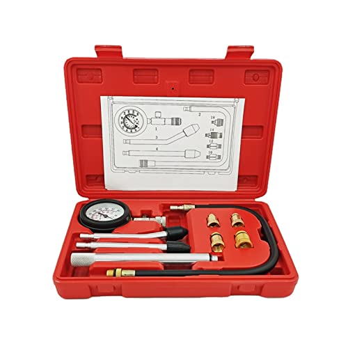 Autodiagnosegerät, Gasoline Engine Compression Tester Auto Benzin Gas Motor Zylinder Automobil-Druckanzeiger-Prüfvorrichtung mit M10 M12 M14 M18 Adapter,Schnelle Diagnose(With Three Tubes) von GUOPIN