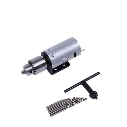 Bohrmaschine, Mini DC 5-12V Elektromotor Handbohrmaschine Bohrset mit Twist Bits JTO Spannfutter Halterung Ständer for Holz PCB,Haltbarkeit von GUOPIN