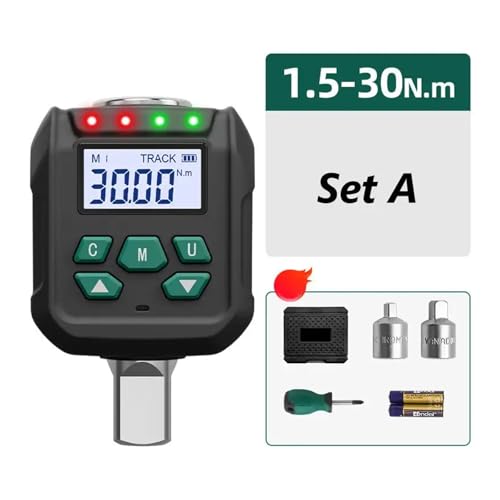 Drehmoment, Digitaler Drehmomentadapter, Drehmomentmesser, digitale Hintergrundbeleuchtung, Schraubenschlüssel, Drehmomenttester mit Summer, LED-Anzeigelichtfunktion,Stabilere(1.5-30Nm) von GUOPIN