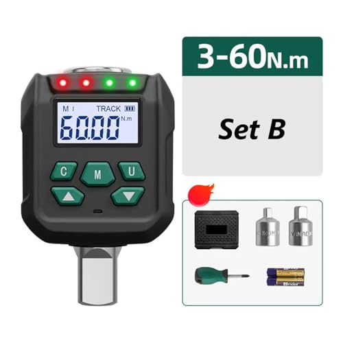 Drehmoment, Digitaler Drehmomentadapter, Drehmomentmesser, digitale Hintergrundbeleuchtung, Schraubenschlüssel, Drehmomenttester mit Summer, LED-Anzeigelichtfunktion,Stabilere(3-60Nm) von GUOPIN