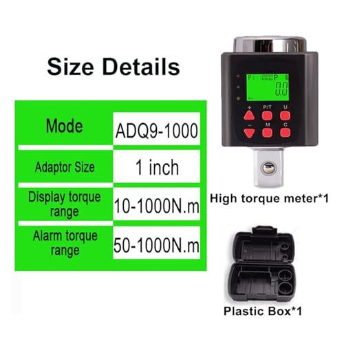 Drehmoment, Digitaler Drehmomentschlüssel-Adapter - Präziser elektronischer Drehmoment-Werkzeugkonverter und Messgerät mit LCD-Display, einschließlich 1/2" 3/8" 1/4,Stabilere(10-1000N.m) von GUOPIN