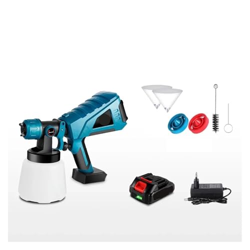 Lackierpistole, 1000 ml elektrisches Spray, kabelloses, handgehaltenes, leistungsstarkes elektrisches Farbsprühgerät for 18-V-Akku-Elektrowerkzeuge,Glättgerät(1 Battery) von GUOPIN