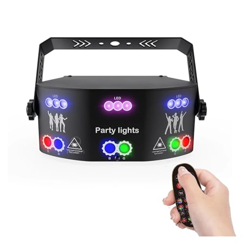 Partybeleuchtung, 15 EYE RGB Disco DJ Beam Lichtprojektor Remote Strobe Bühnenbeleuchtung Effekt Weihnachtsfeier Urlaub Halloween Lichter(15 Hole RGB Laser) von GUOPIN