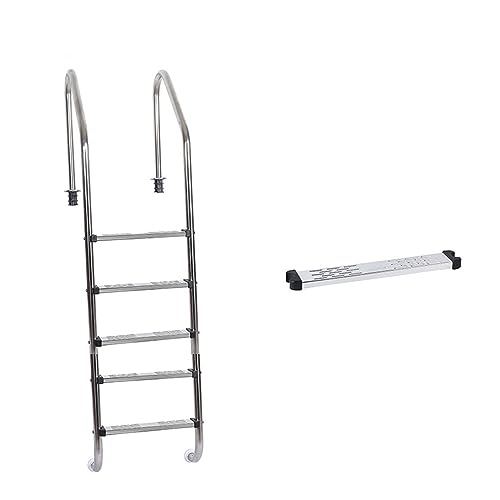 Poolleitern, Schwimmbad-Rolltreppe Aus Edelstahl 304 Unterwasserleiter-Handlauf-Treppe Verdickte Pedal-Schwimmbad-Wasserleiter-Ausrüstung,Robust und stabil(SL515Embedded) von GUOPIN