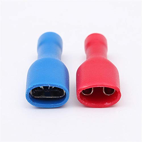 Rot und Blau 6.3mm Female Isolierte Spade Crimpanschluss Klemme for 0.5-2.5mm Elektrische Draht Kabel Connecors,Kompakt und leicht(Mix,50Pcs) von GUOPIN