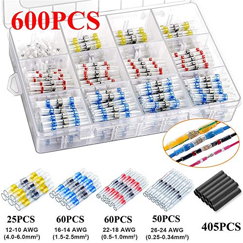 Schrumpf Stecker Kit Solder Seal Wire Connectors Kit Wasserdicht und isolierten elektrischen Draht Terminals,Kompakt und leicht(600Pcs) von GUOPIN