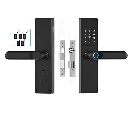 Smart Lock, Biometrisches elektronisches Türschloss Digital Black Smart Lock Tuya App Fernentriegelung Keyless Lock Fingerabdruck-Türschloss,Langlebig(22x200,Noir) von GUOPIN