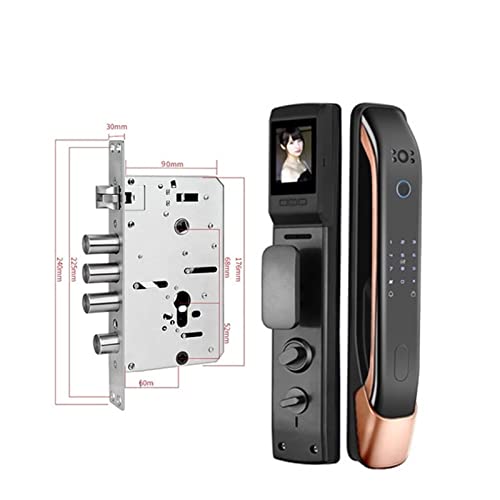 Smart Lock, Digitales Passwort Elektronische Schlösser APP-Fernbedienung Entriegeln Sie das automatische Fingerabdruck-Smart-Türschloss mit Kamera,Langlebig(K1P-Brown30240) von GUOPIN