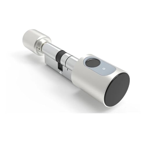 Smart Lock, Einstellbares Euro-Zylinder-Smart-Schloss Tuya BLE Finrabdruck-IC-Kartenschlüssel Telefon-App Home Elektronisches Türschloss Core Digital Keyless,Langlebig(Silver Tuya,30 and 30 to 55) von GUOPIN