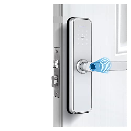Smart Lock, Elektronisches WiFi-Schloss for Tuya X5 Security Smart Door Lock mit biometrischem Fingerabdruck, Smartcard, Passwort, Schlüssel und App-Entsperrung,Langlebig(Sliver-50mm) von GUOPIN
