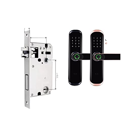 Smart Lock, Home Electronics Tuya Drahtloses Türschloss Biometrischer Fingerabdruckgriff Wasserdichtes Smart Lock mit Sicherheitsschlüsselkartencode,Langlebig(22-160(5050),Noir) von GUOPIN
