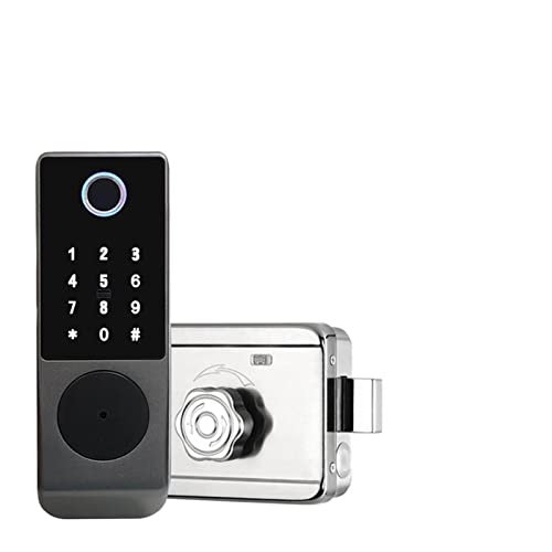Smart Lock, IP68 TUYA Fingerabdruck-Magnetkarte Passwortschlüssel Remote Unlock Courtyard Apartment Outdoor Wasserdichtes intelligentes Türschloss,Langlebig(M6-5) von GUOPIN
