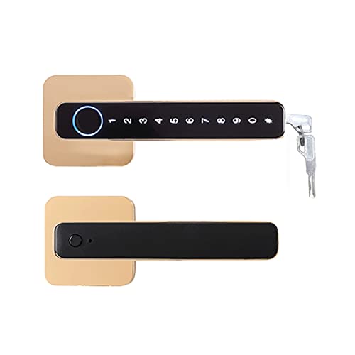Smart Lock, Smart Türgriff Fingerabdruck Passwort Fernentriegelung Digital Lock Tuya App Keyless Entry for Türen Smart Electronic Lock,Langlebig(3301gold) von GUOPIN