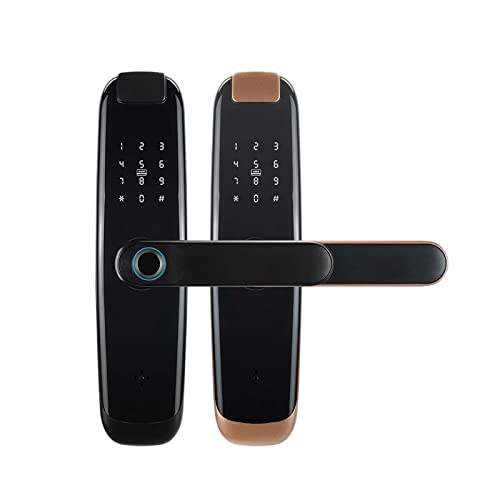 Smart Lock, TUYA APP-kompatible Smart Life-App for Entsperren des intelligenten Türschlosses for Holztüren mit Fingerabdruck-Griff-Kombinations-RFID-Karte,Langlebig(22-240(6085),Bronze) von GUOPIN