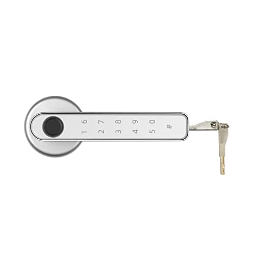 Smart Lock, Tuya APP Fernbedienung Smart Fingerprint Passwortsperre Elektrische Biometrie Codenummer Single Latch Türschloss mit Schlüssel,Langlebig(Silver Tuya) von GUOPIN