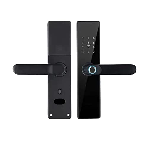Smart Lock, Tuya Smart Door Lock Fingerabdruck Passwort IC-Karte Keyless Remote Unlock Verwenden Sie AA-Batterieunterstützung 8-Sprachen-Stimme,Langlebig(7085,Noir) von GUOPIN