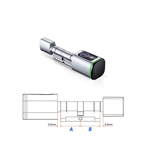 Smart Lock, Tuya Smart Lock Zylinder Fingerabdruck Kartenschlüssel App Fernbedienung Lock Core Home Old Door Replacement,Langlebig(Silver Tuya,A 40 B 40) von GUOPIN