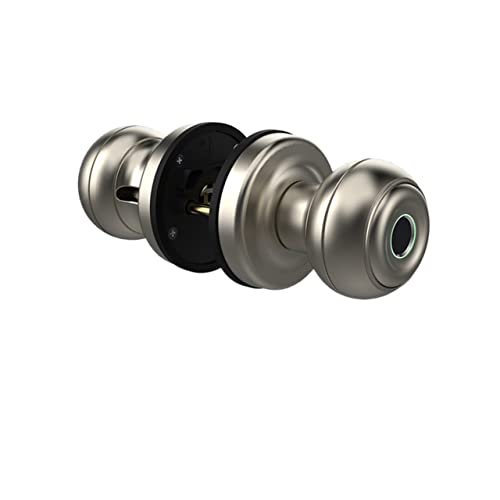 Smart Lock, Tuya Smart Türschloss Biometrischer Elektronischer Fingerabdruck-Schlossknopf Keyless Entry APP-Schlüssel Fingerabdruck Entsperren,Langlebig(Silver) von GUOPIN