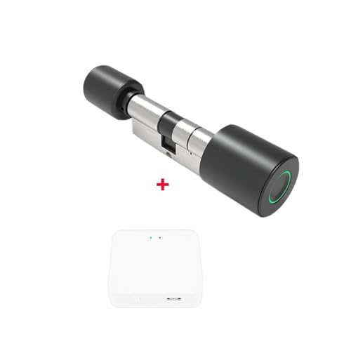 Smart Lock, Tuya Smart Zylinder Schloss Finrabdruck Biometrische APP Euro Einstellbare Digitale Elektronische Smart Türschloss Keyless Ersetzen,Langlebig(Black with gateway,45 and 45 to 55) von GUOPIN