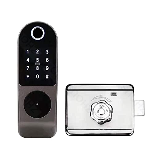 Smart Lock, Tuya Wasserdichtes Outdoor-Smart-Türschloss Garten-Fingerabdruckschloss Remote-Digital-IC-Karte Entriegeln Sie das elektronische Felgenschloss for Zuhause,Langlebig(Standard NO APP) von GUOPIN