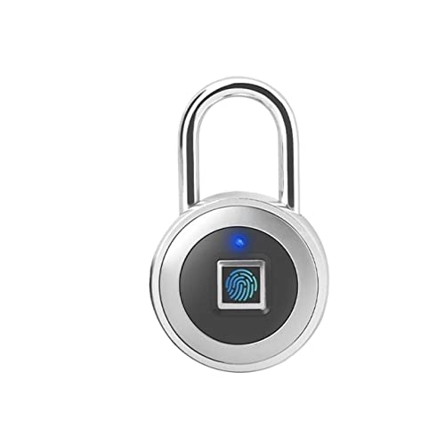 Smart Lock, USB-wiederaufladbares Tür-Smart-Lock-Fingerabdruck-Vorhängeschloss Schnell entriegeln Zinklegierung Metall Hochidentifizierbares Sicherheitsschloss,Langlebig(P2Z-SILVERY) von GUOPIN