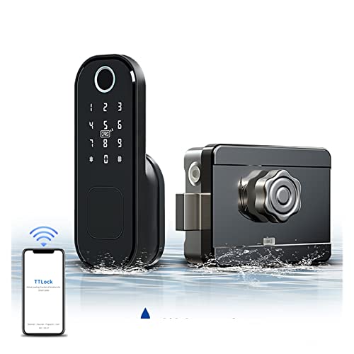 Smart Lock, Wasserdichtes Smart Lock for Tor im Freien Keyless Electric Rim doppelseitiges Fingerabdruckleserschloss mit Ttlock App,Langlebig(Single side) von GUOPIN