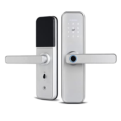 Smart Lock, X5 Biometrische Fingerabdrucksicherheit Intelligentes Tuya Smart APP Passwort Elektronisches Türschloss Eingebaute achtsprachige Stimmen,Langlebig(22x190) von GUOPIN