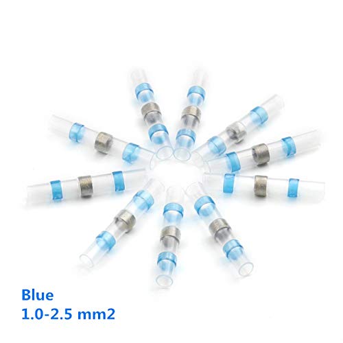 Wärmeschrumpfstoßverbinder Terminals Wasserdicht Solder Seal Kupfer verzinnt Elektrischer Draht Kabel Splice Klemme,Kompakt und leicht(Blue,10pcs) von GUOPIN