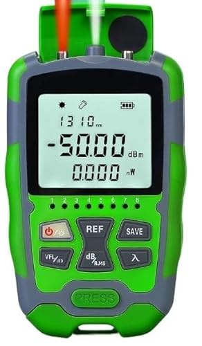 Wiederaufladbarer OPM-Fasertester, 4-in-1-Mini-optischer Leistungsmesser, -70–+10 dBm, visuelle Fehlerortung,Regenfest(-70 to 10dB 50MW) von GUOPIN