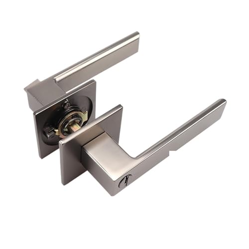 Amerikanisches Dreipol-Griffschloss Schwarz Innen Schlafzimmer Badezimmer Türschloss Durchgangstür Hochleistungs-Dreipol-Griffschloss Sphärische(Gun Grey BK without key) von GUOQGXAY