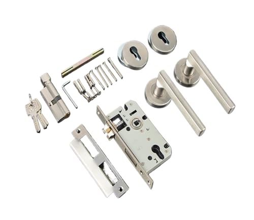 Edelstahl Schlafzimmer Split Lock Doppel Biegung Single Biegung Engineering Zimmer Innen Tür Holz Tür Stille Griff Stille Lock(Seven words 58 mute) von GUOQGXAY