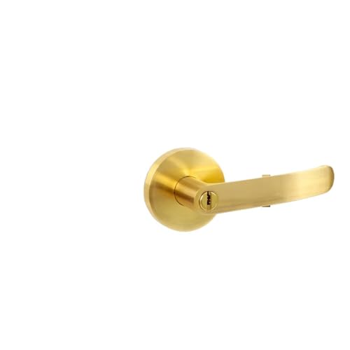 GUOQGXAY Dreipoliges Griffschloss Badezimmer Schlafzimmer Türschloss Brandschutztür Durchgang Einzungen-Kugelgriffschloss Hochleistungs-Griffschloss(Brushed gold BK) von GUOQGXAY