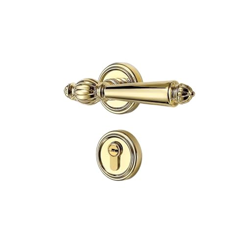 GUOQGXAY Goldenes französisches Türschloss, Kürbis, magnetisch, geräuschlos, for Innenräume, Schlafzimmer, Zimmer, Türschloss, Haustürgriff aus Holz(Model B PVD gold magnetic) von GUOQGXAY
