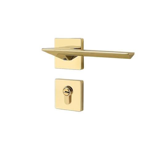 GUOQGXAY Goldenes französisches Türschloss, Kürbis, magnetisch, geräuschlos, for Innenräume, Schlafzimmer, Zimmer, Türschloss, Haustürgriff aus Holz(Type D PVD gold silent) von GUOQGXAY