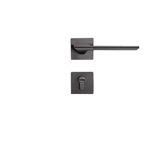GUOQGXAY Graues Türschloss, modern, minimalistisch, Schlafzimmer, leise, Massivholz, schwarze gespaltene Zinklegierung, magnetisches Türschloss, Hardware integriert (grauer Stahl 5845 leise) von GUOQGXAY