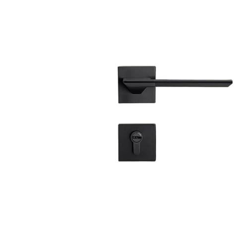 GUOQGXAY Graues Türschloss, modernes minimalistisches Schlafzimmer, leises Massivholz, Schwarze Geteilte Zinklegierung, magnetisches Türschloss, integrierte Hardware(Cool Black 7255 Magnetic) von GUOQGXAY
