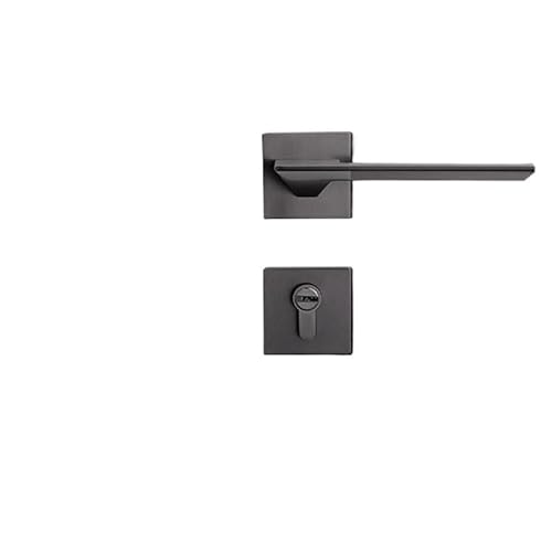 GUOQGXAY Graues Türschloss, modernes minimalistisches Schlafzimmer, leises Massivholz, Schwarze Geteilte Zinklegierung, magnetisches Türschloss, integrierte Hardware(Gray Steel 5845 Magnetic) von GUOQGXAY