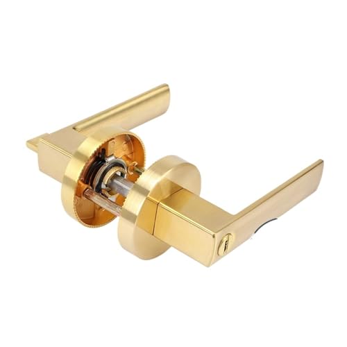 GUOQGXAY Kugelgriffschloss Zinklegierungsgriff Schlafzimmertürschloss Gangschloss Zimmertürschloss Dreipoliges Griffschloss(Brushed gold BK without key) von GUOQGXAY
